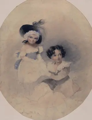 The children of the 6th Lord Essex, by Frederick Yeates Hurlstone, watercolor, 1824