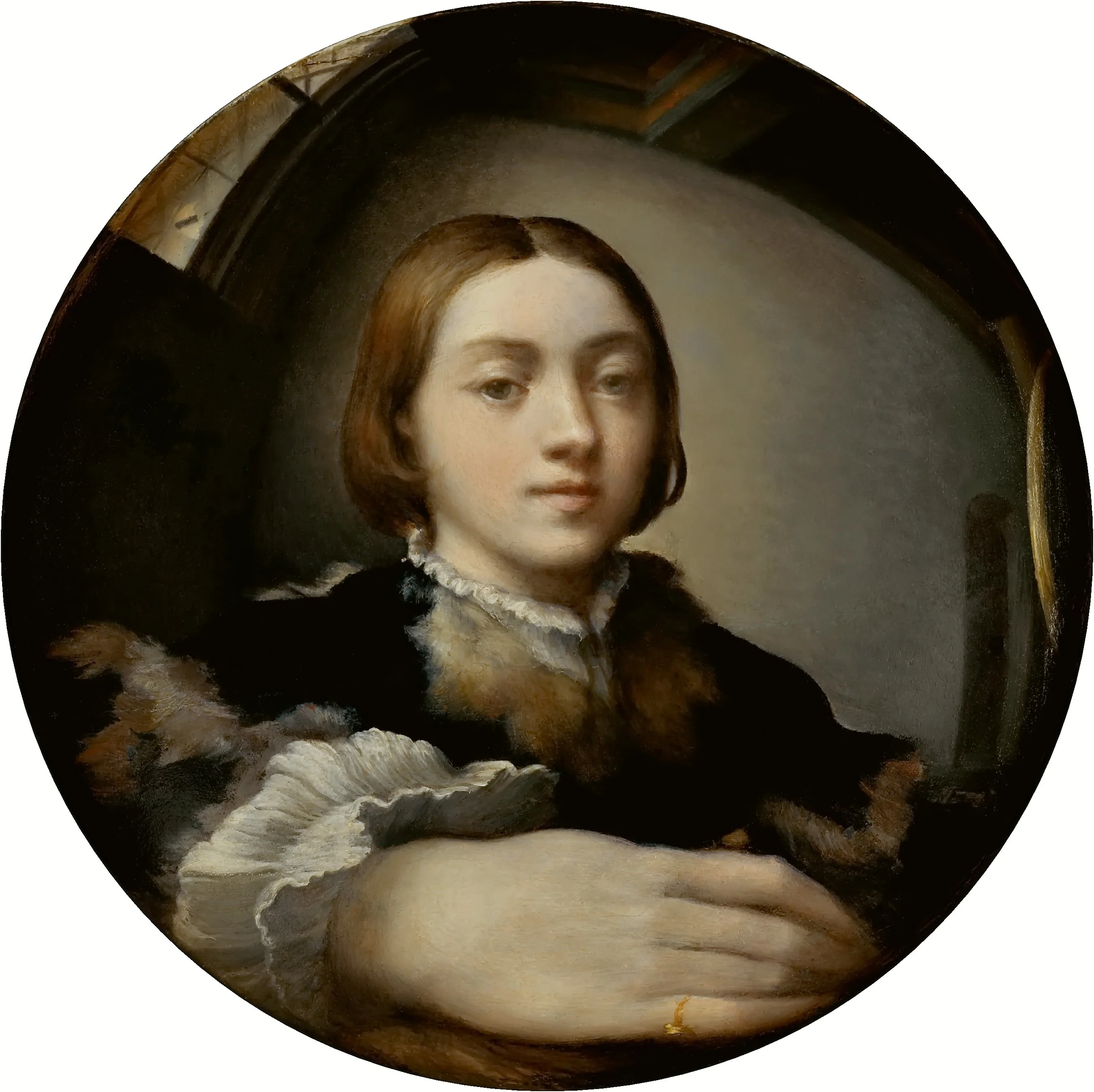 Self-portrait in a Convex Mirror, detail