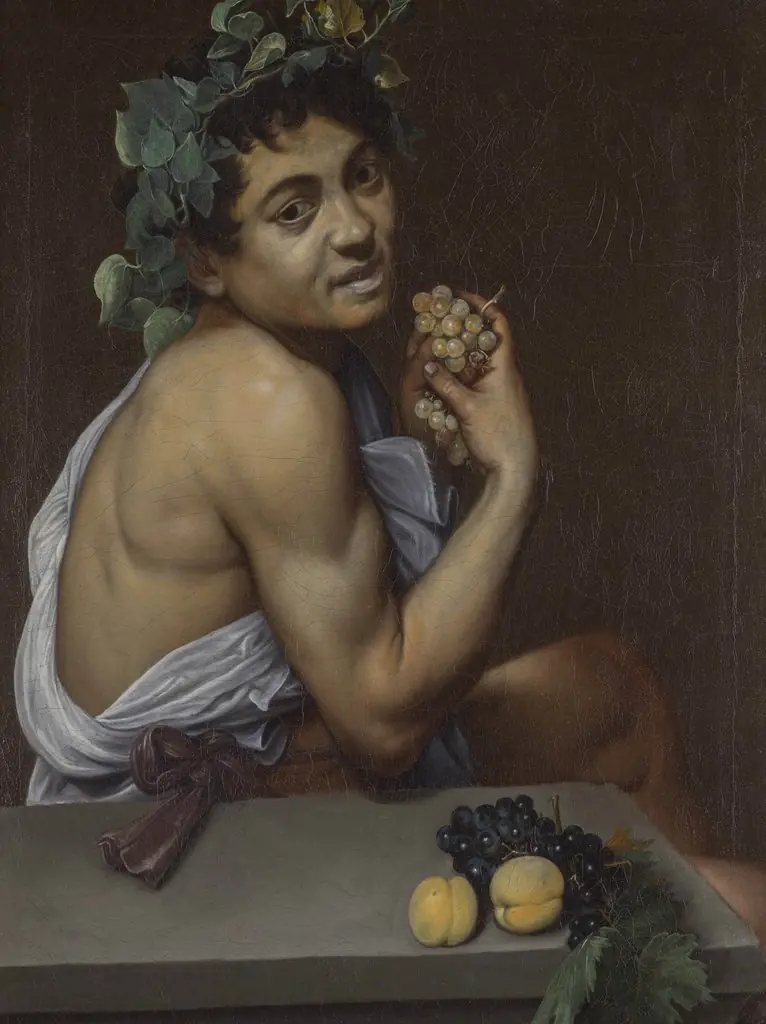 Self-Portrait as Bacchus, by Caravaggio, oil, 1598