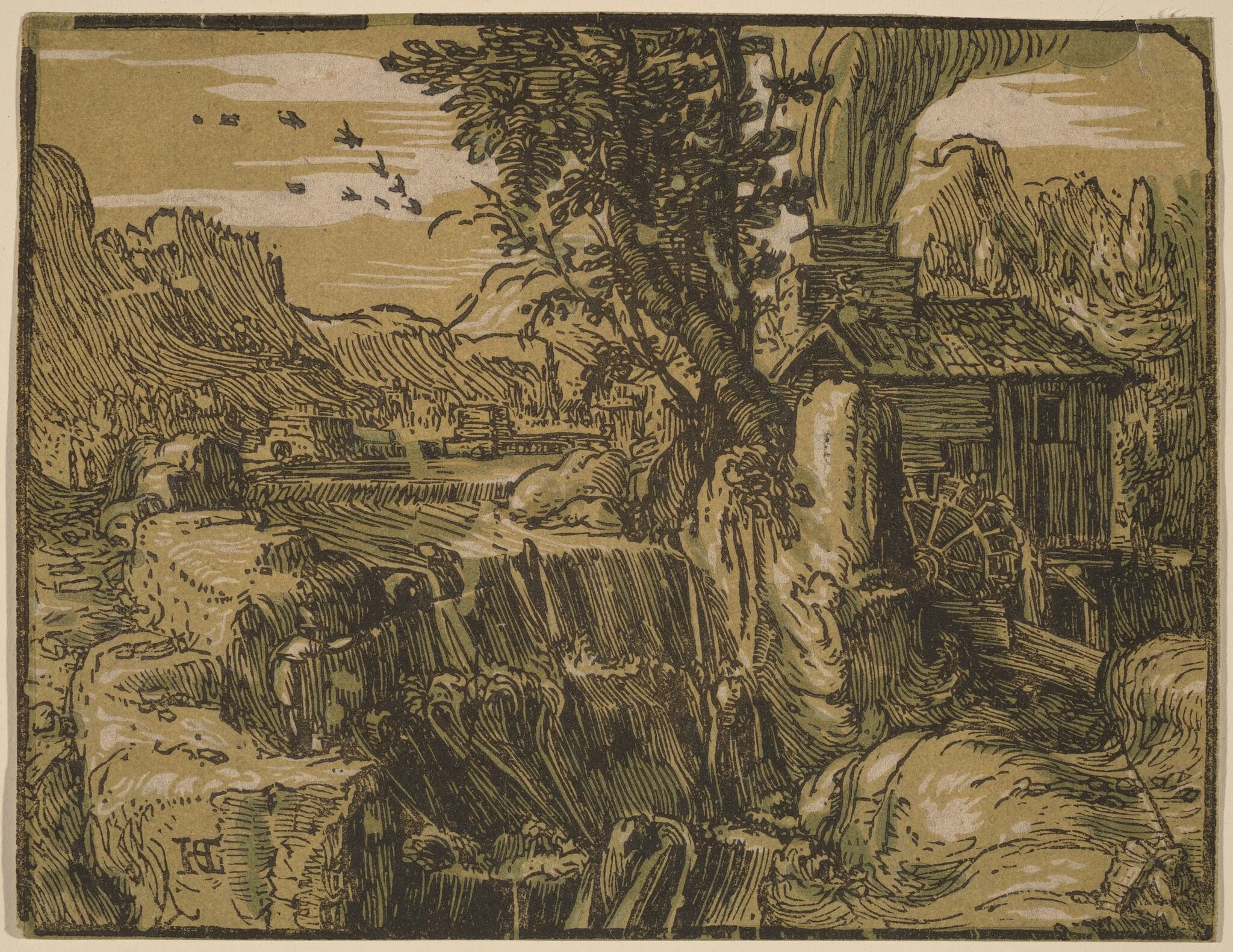 Landscape with a Waterfall, detail