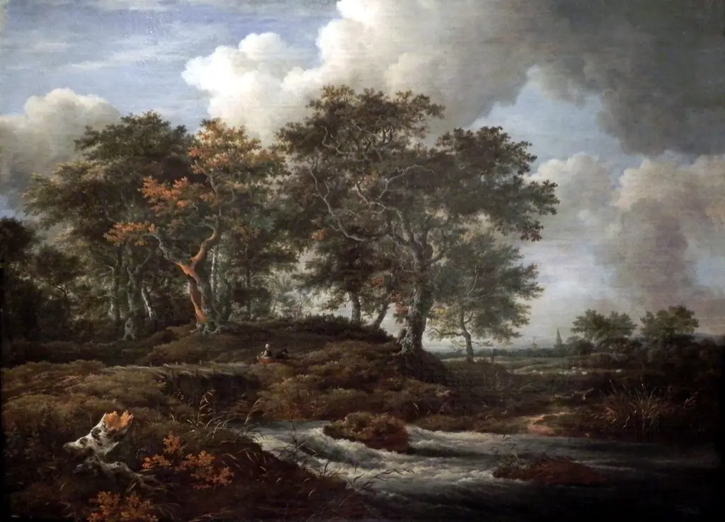 Torrent with Oak Trees, by Jacob van Ruisdael, oil, 1660