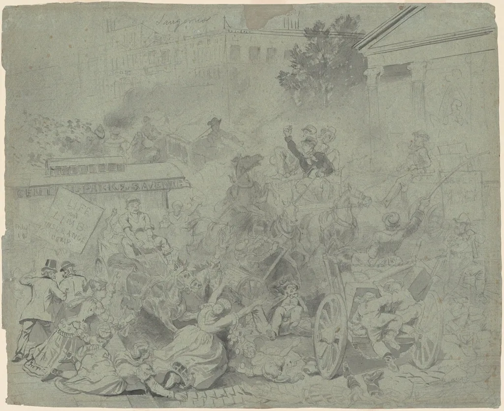 New York—Street Scene, by Emanuel Gottlieb Leutze, graphite, 1864