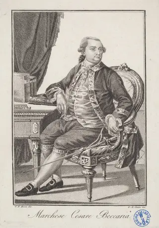 Marchese Cesare Beccaria, by Giovanni Antonio Sasso, ink, 1816