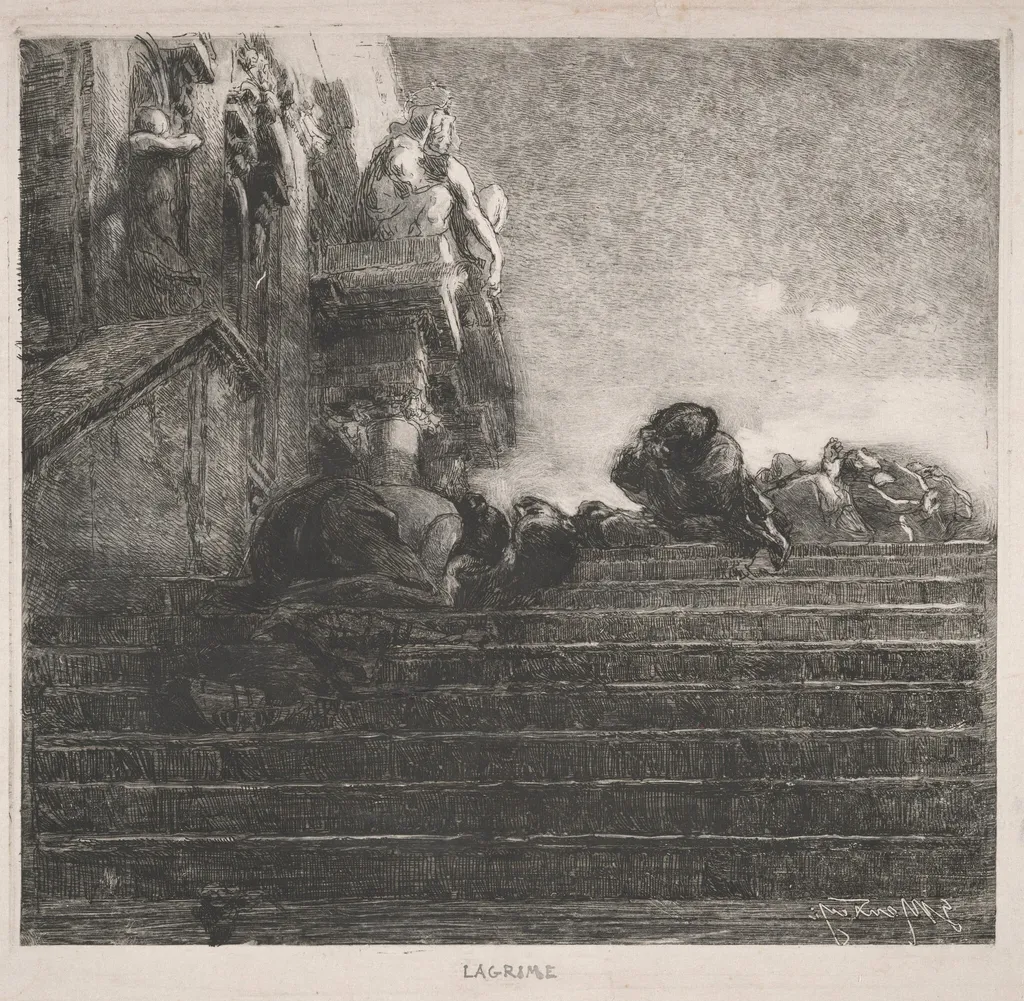 Lagrime (Tears), by Giuseppe Mentessi, ink, 1894