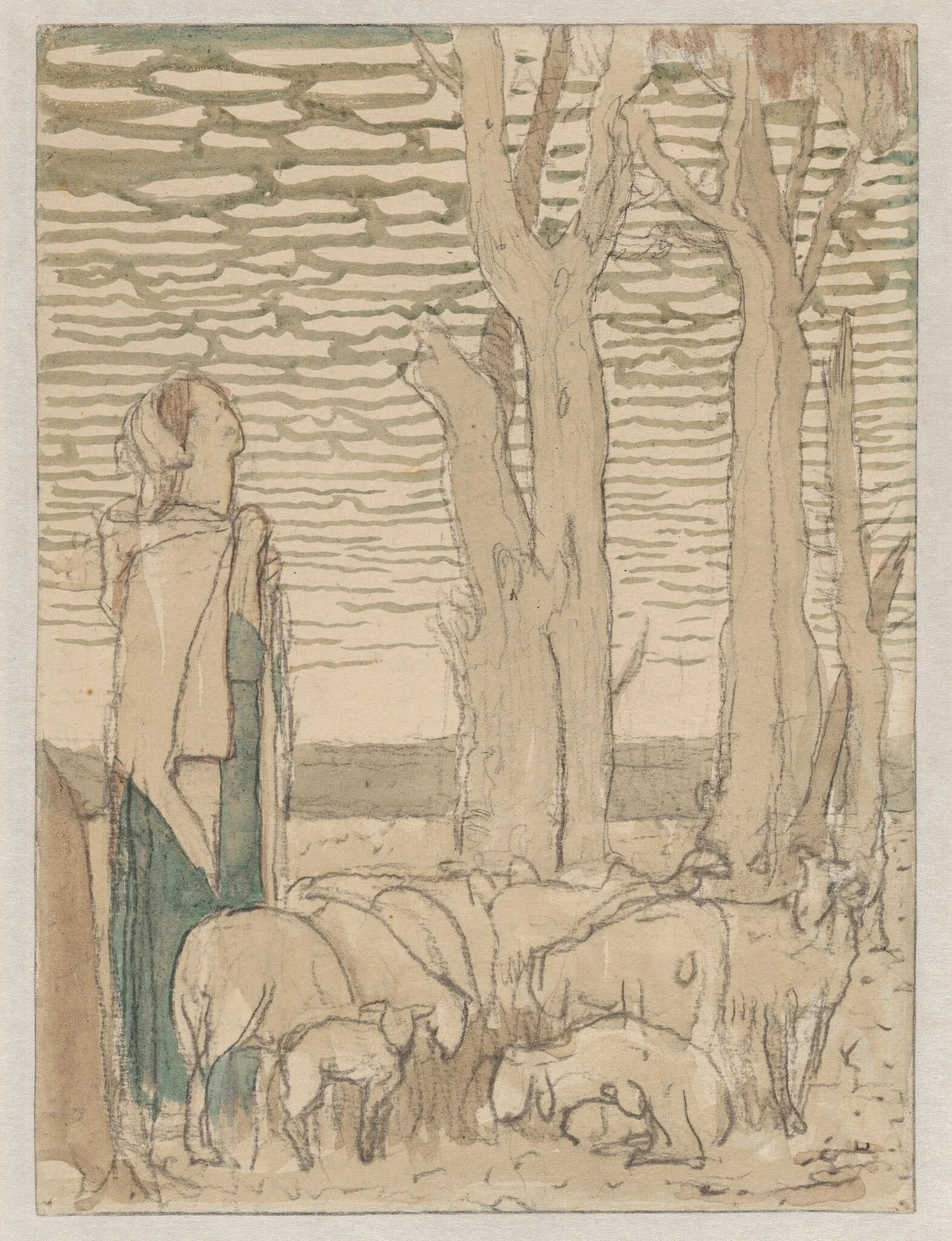 Study for "Rachel Came with Her Father's Sheep" (recto); The Death of Rachel (verso), detail