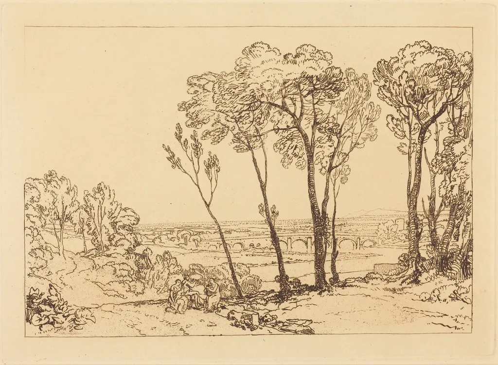 The Bridge in Middle Distance, by Joseph Mallord William Turner, ink, 1808