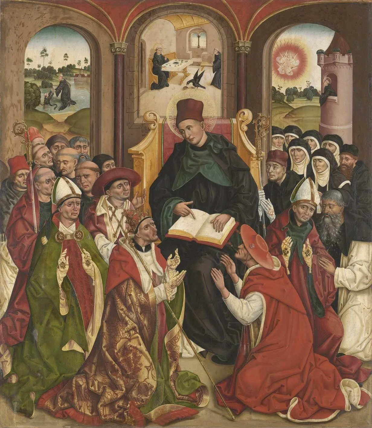 Weihenstephaner Altar: Der hl. Benedikt als Vater des abendländischen Mönchtums Rückseite: Kreuzannagelung Christi, detail
