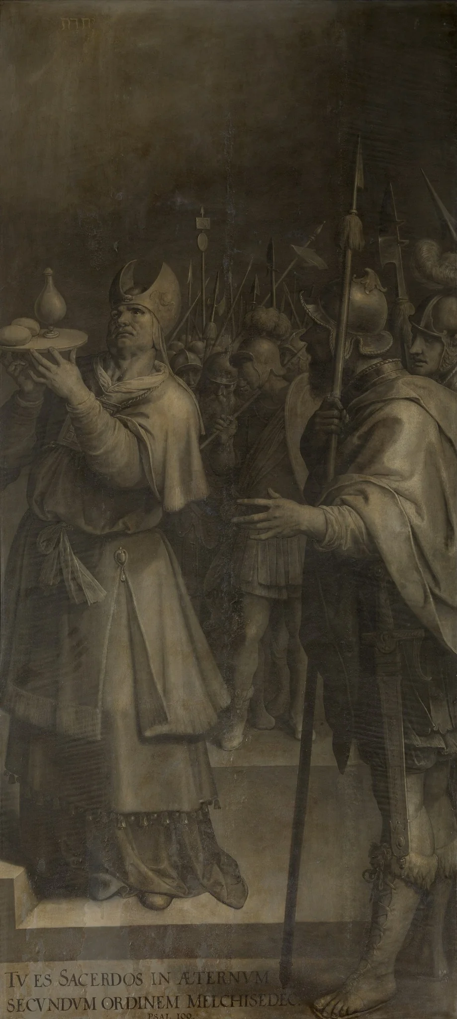 The meeting of Abram [Abraham] and Melchizedek, the high priest and king of Salem, who brings bread and wine (Genesis 14:18-24), detail