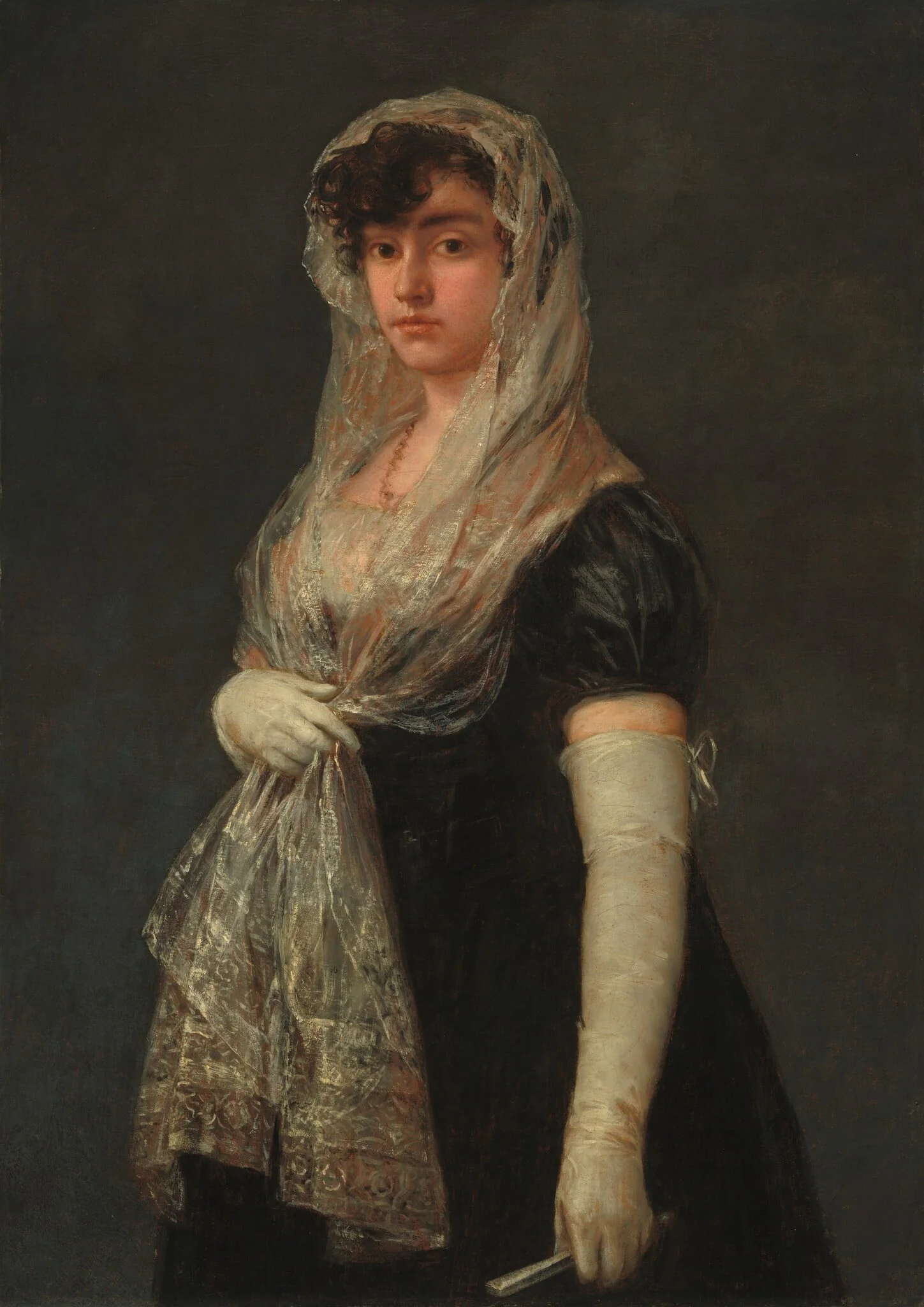 Young Lady Wearing a Mantilla and Basquina, detail