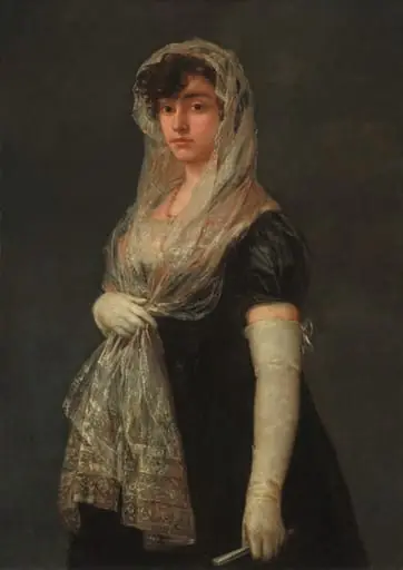 Young Lady Wearing a Mantilla and Basquina, by Francisco Goya, oil, 1802