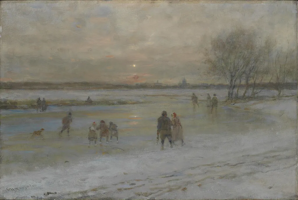 Winter scene in Holland, by George Henry Boughton, oil, 1903