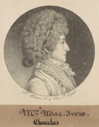 Mary Bache McEvers, by Charles B. J. Févret de Saint-Mémin, ink, 1798