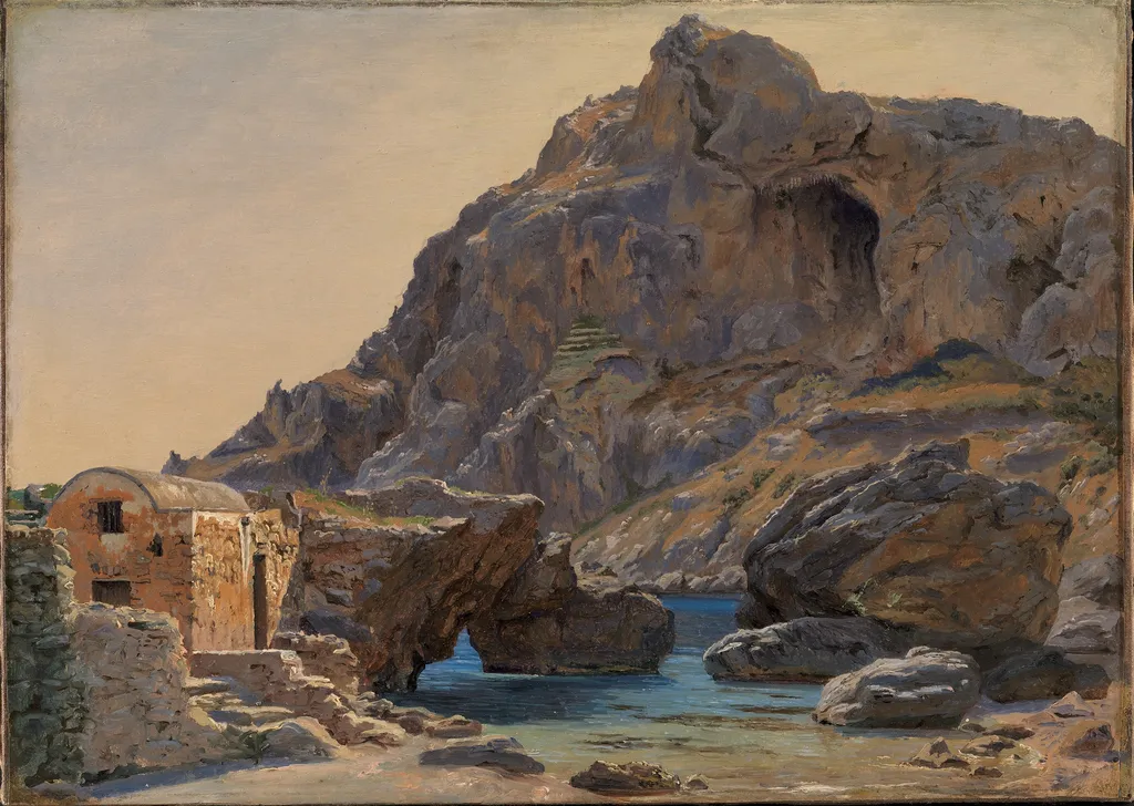 View of Marina Piccola, Capri: Afternoon Light, by Thorald Læssøe, oil, 1851
