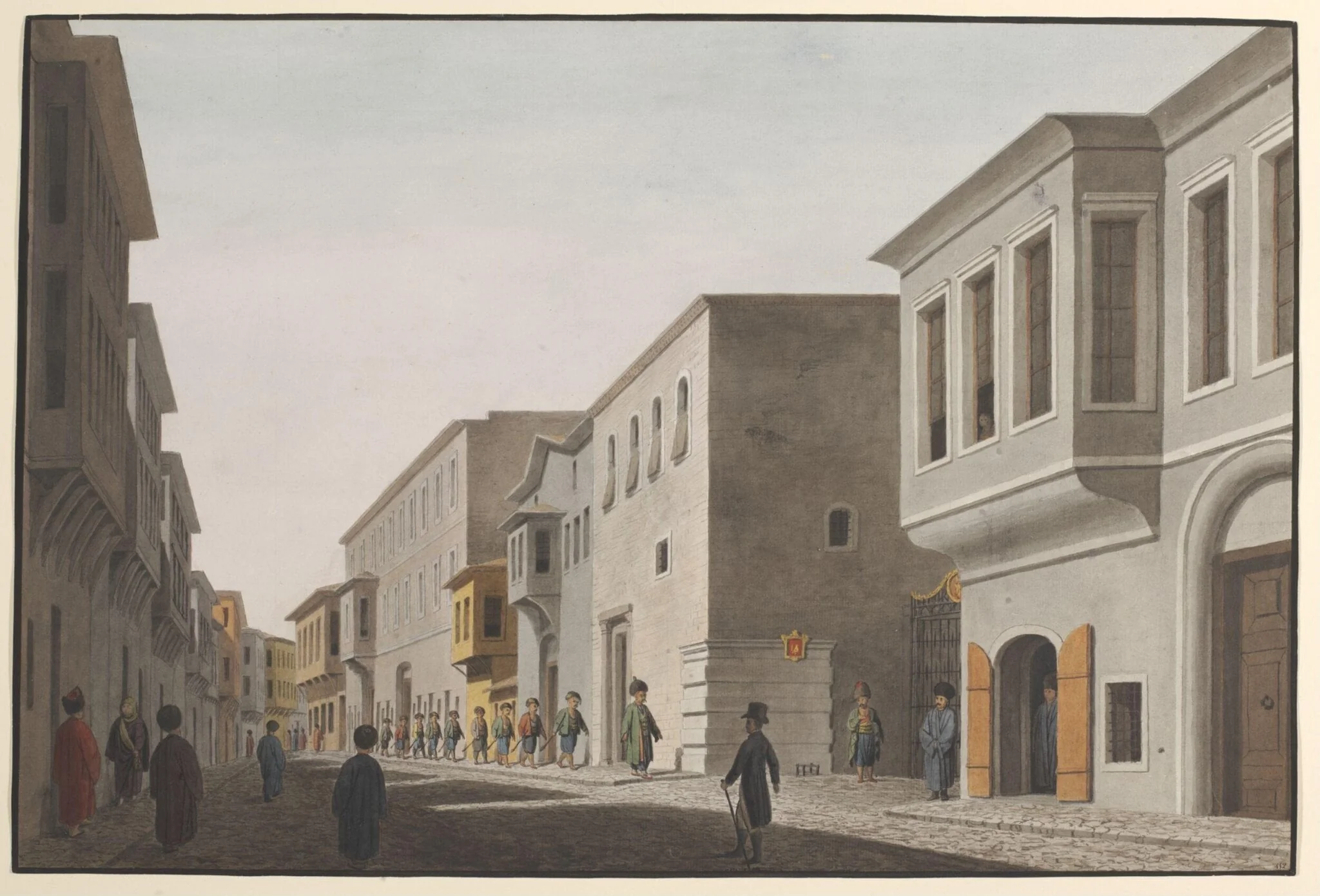Street scene outside an embassy in Pera, detail