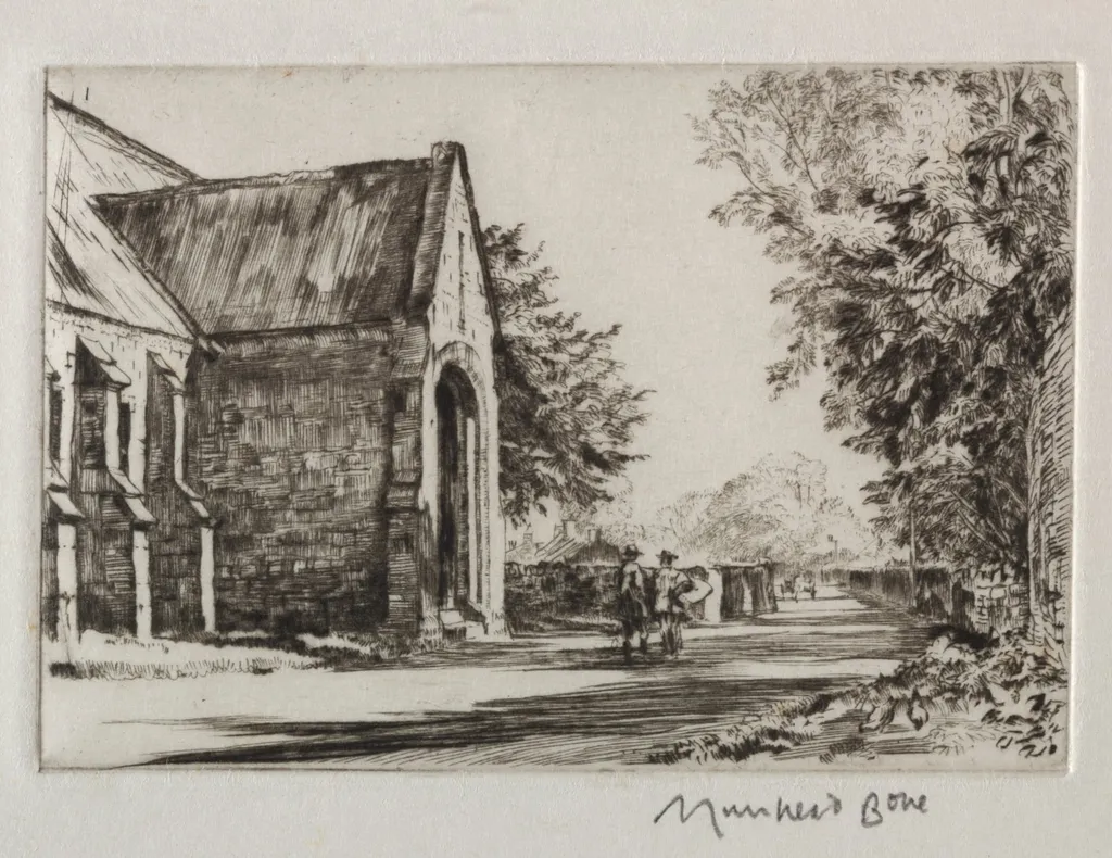 The Bishop's Barn, Wells, by Muirhead Bone, 1919