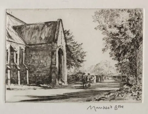 The Bishop's Barn, Wells, by Muirhead Bone, 1919