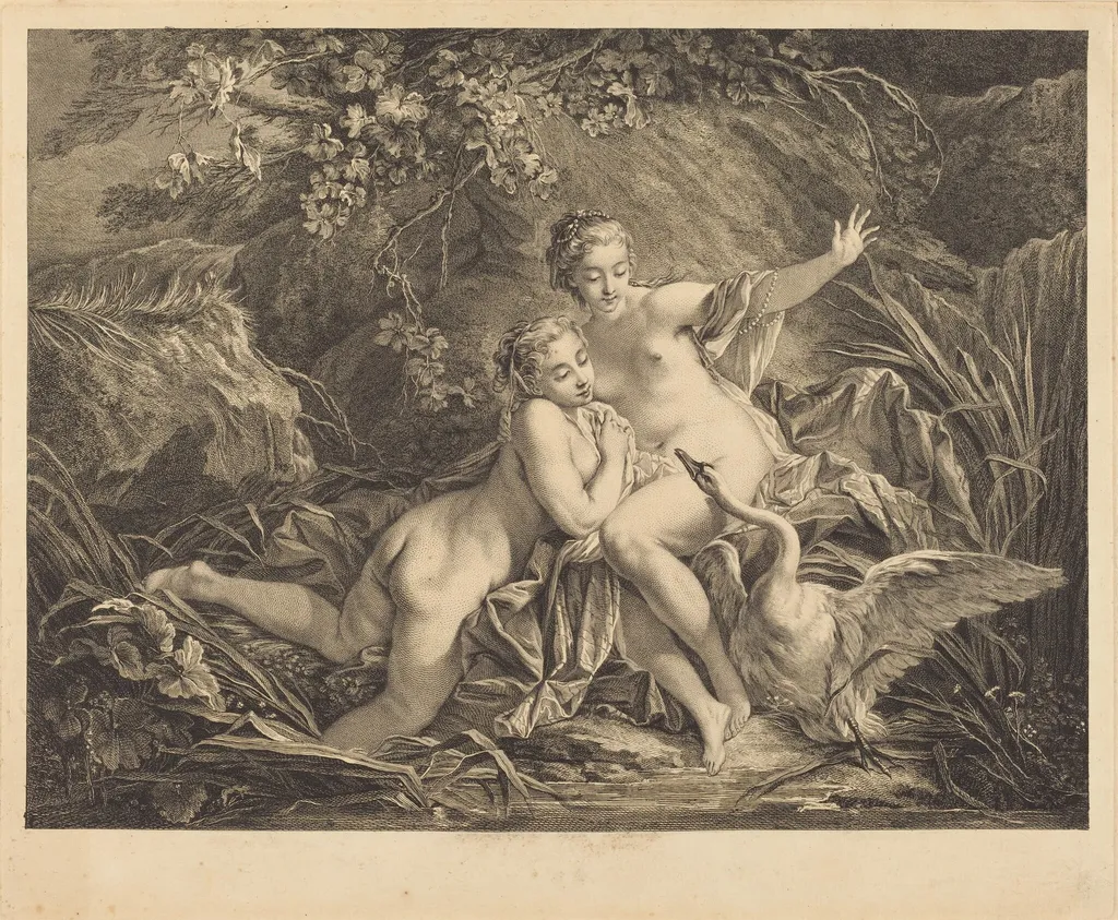 Jupiter and Leda, by William Wynne Ryland, ink, 1758