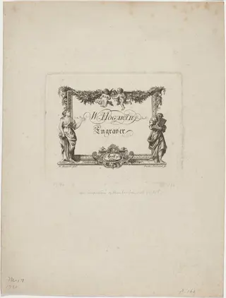 William Hogarth's Business Card, by Samuel Ireland, ink, 1760