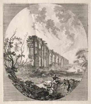 Ancient Ruins: Ancient Aqueduct, by Jean-Claude-Richard de Saint-Non, 1756
