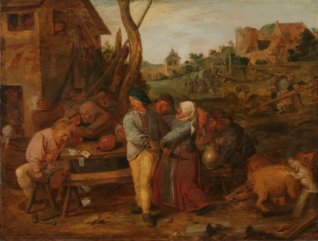 Peasant Brawl, by Adriaen Brouwer, oil, 1620