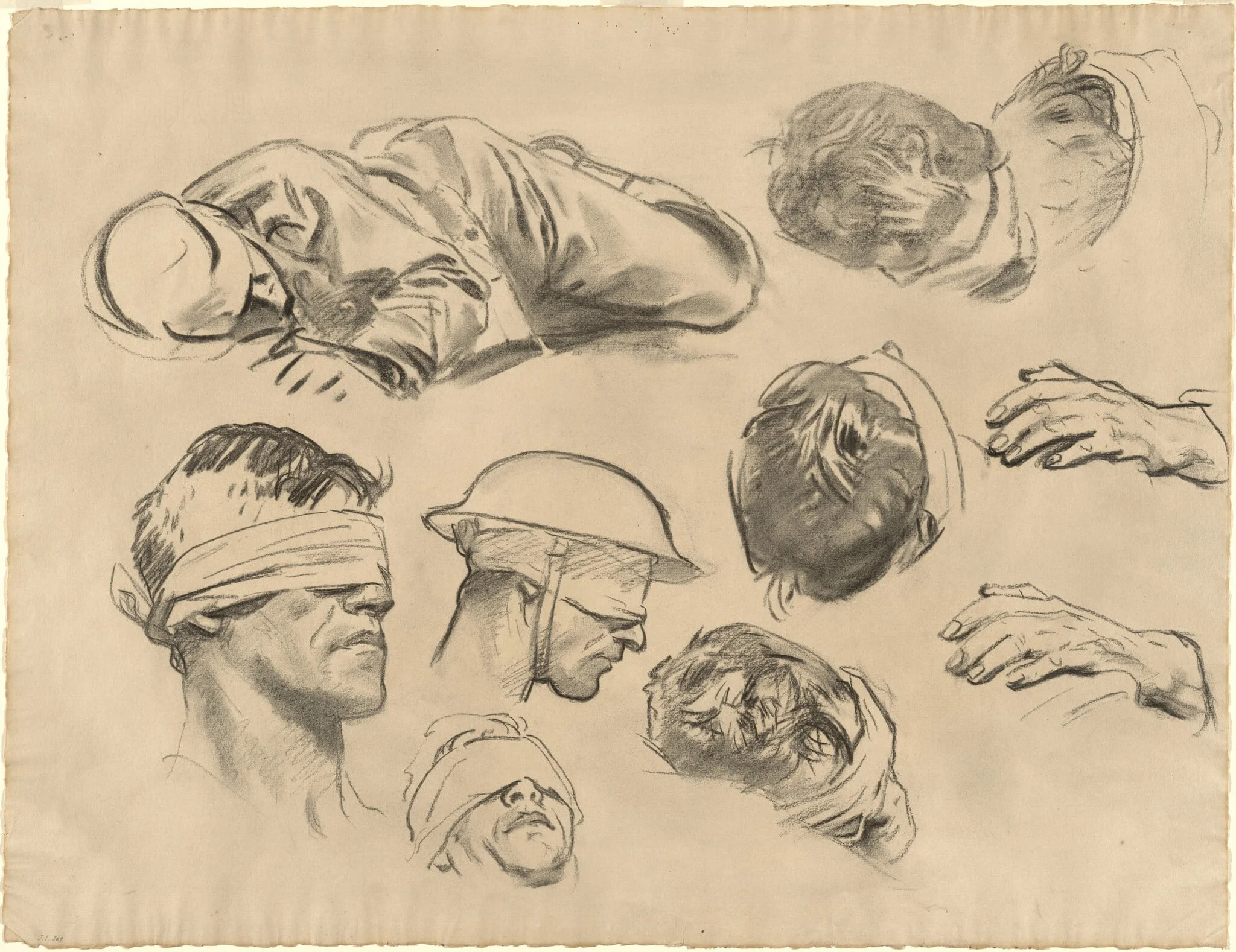 Studies for "Gassed", detail