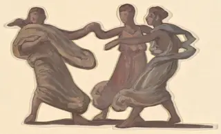 Study for "Greek Girls Bathing", by Elihu Vedder, oil, 1872