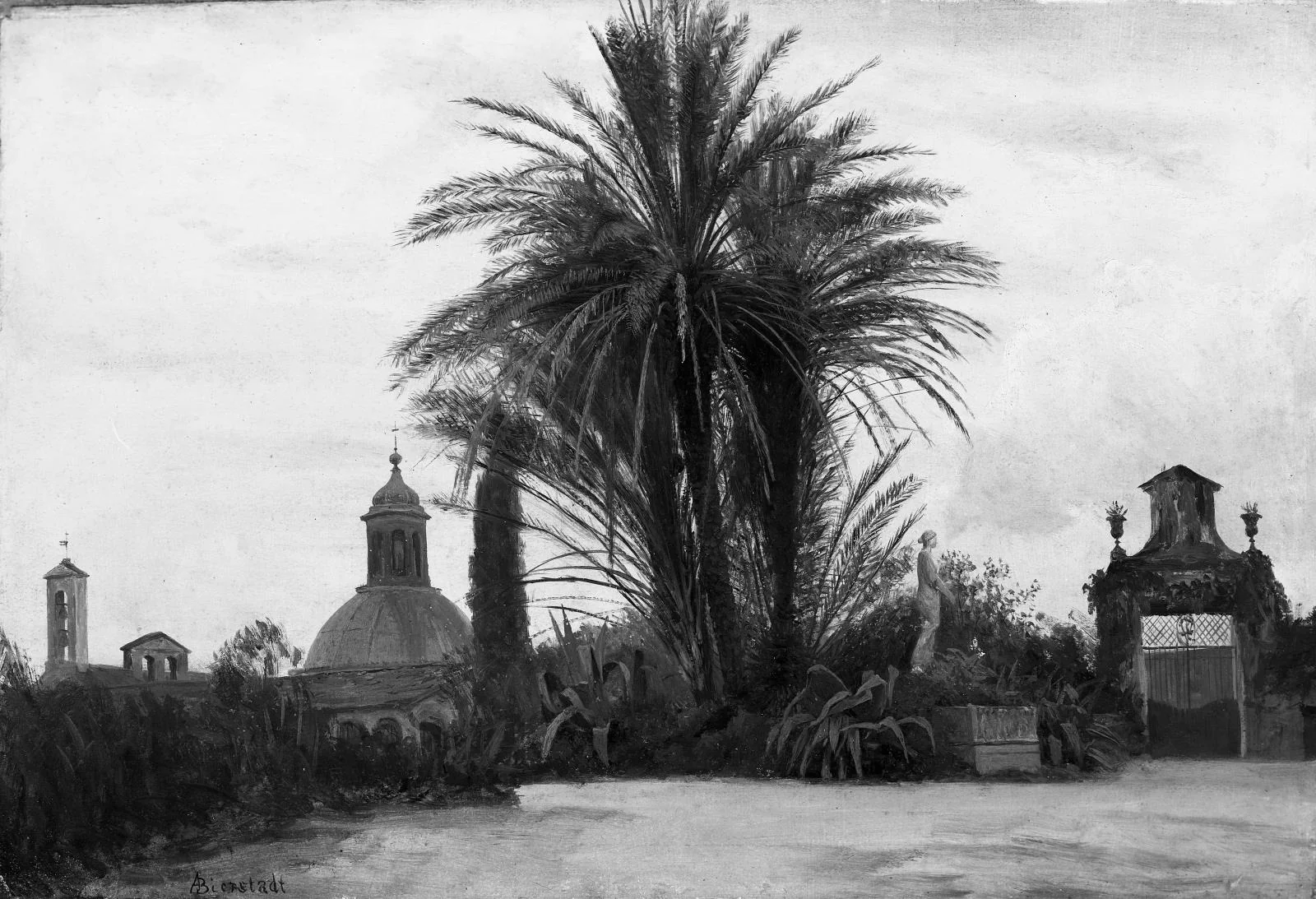 Palm Trees with a Domed Church, detail