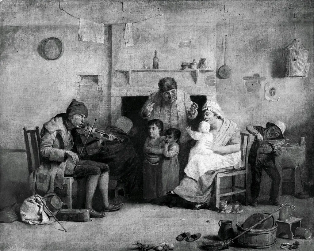 The blind violinist, by David Wilkie, paint, 1807
