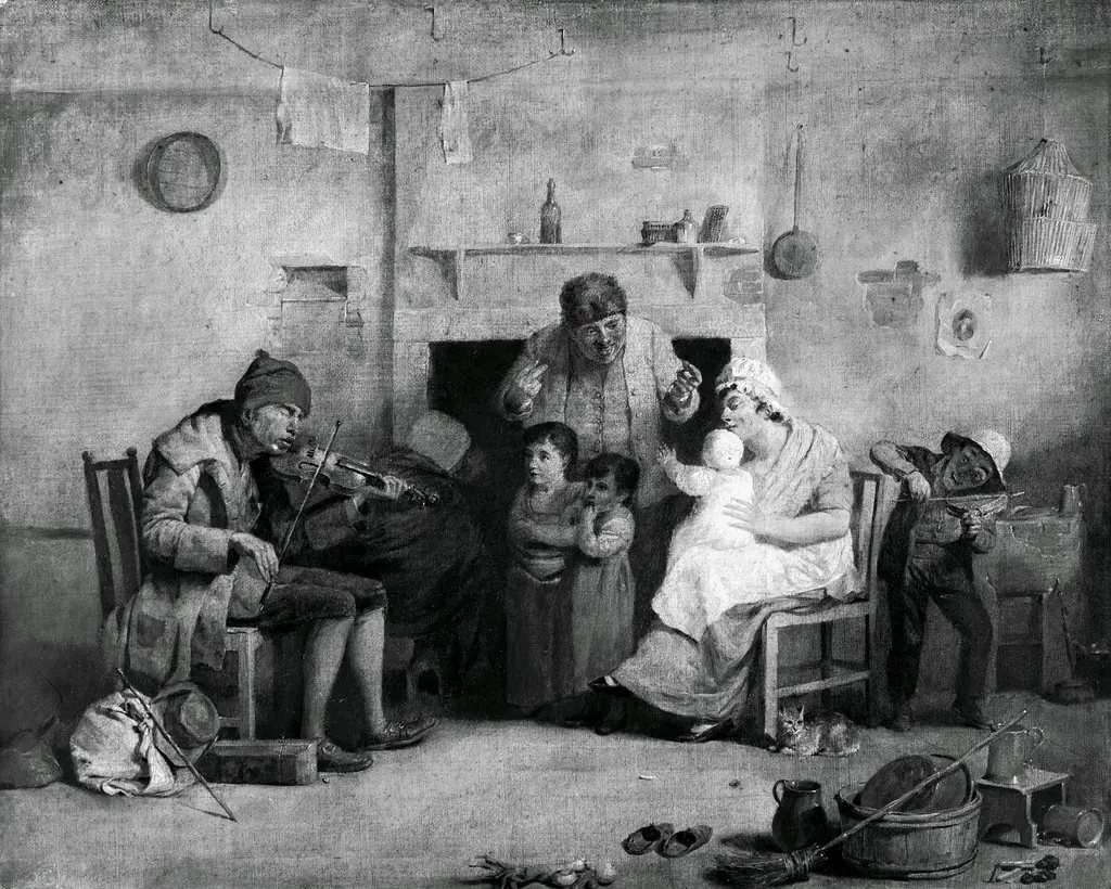 The blind violinist, by David Wilkie, paint, 1807