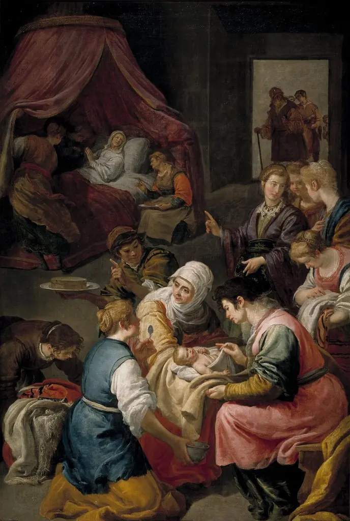 The Birth of the Virgin, by Jusepe Leonardo, oil, 1642