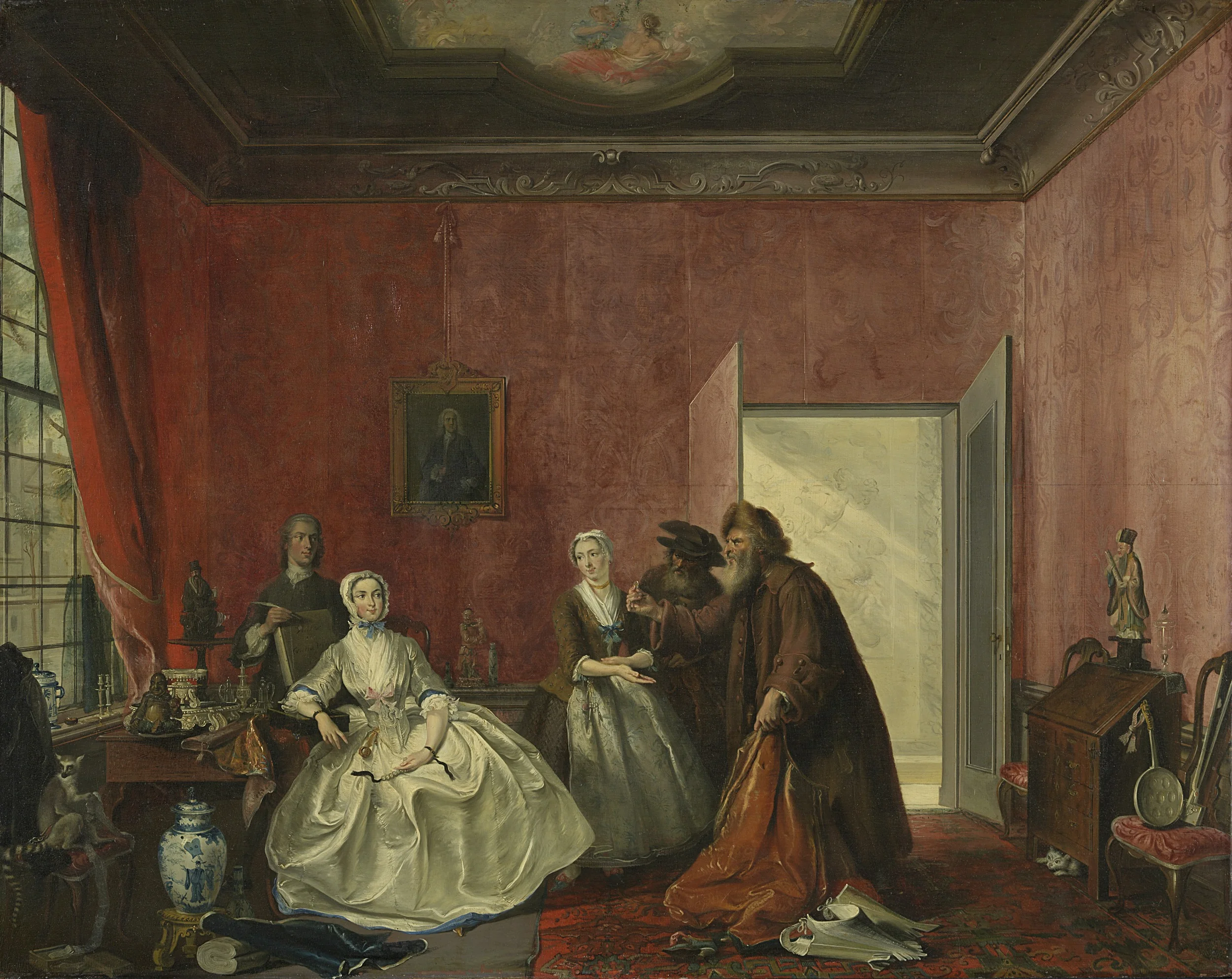 The Spendthrift or the Wasteful Woman, act III, scene V, from the Play by Thomas Asselijn (Joanna and the Polish Jewish Traders), detail