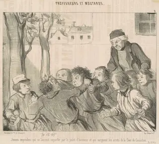 Jeunes imprudens qui se laiseent emporter ..., by Honoré Daumier, ink, 1845