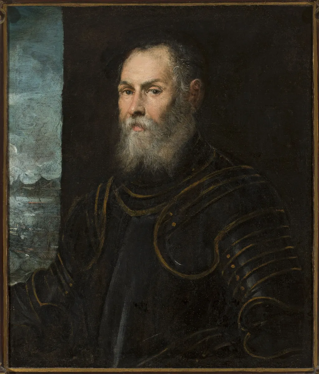 Portrait of a Venetian admiral, by Jacopo Tintoretto, oil, 1566