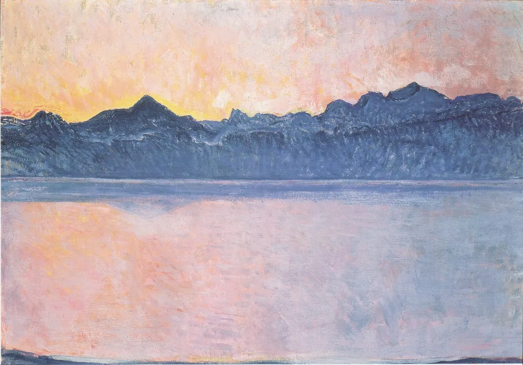 Genfersee mit Mont-Blanc im Morgenlicht, by Ferdinand Hodler, oil, 1918