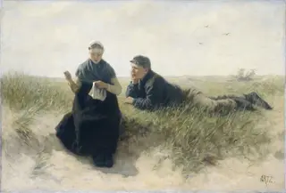 Boy and Girl in the Dunes, by David Adolph Constanz Artz, oil, 1890