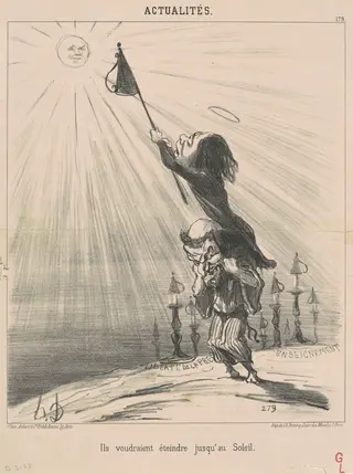 Ils voudraient éteindre jusqu'au soleil, by Honoré Daumier, ink, 1851