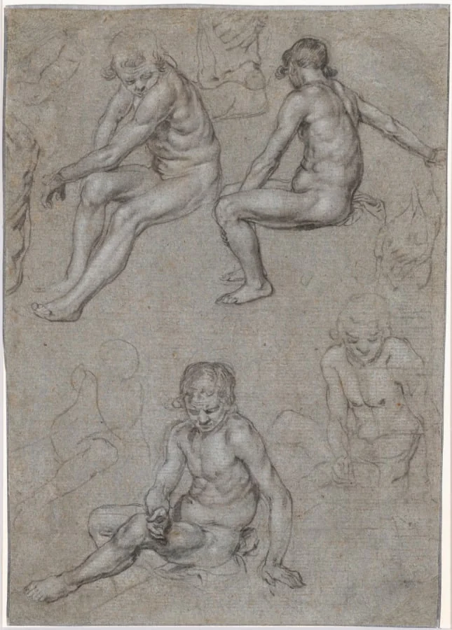 Studies of a Naked Seated Boy, detail