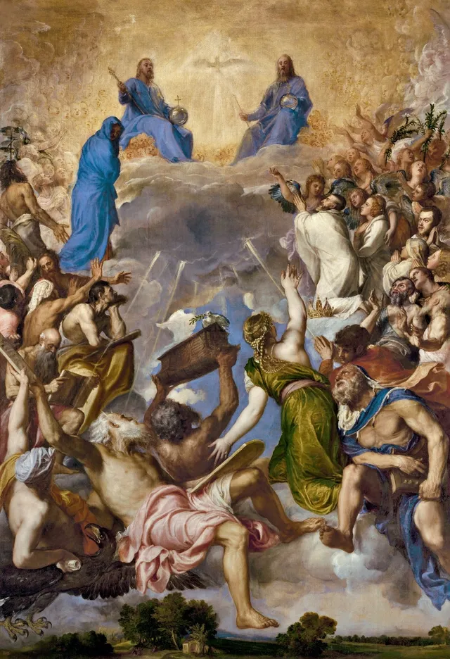Titian, La Gloria. The canvas Charles V kept beside him: color and weather where a draughtsman would have put line.