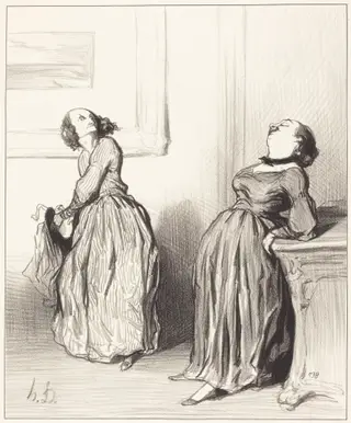 Ah vous trouvez que mon dernier roman n'est pas tout a fait..., by Honoré Daumier, ink, 1844