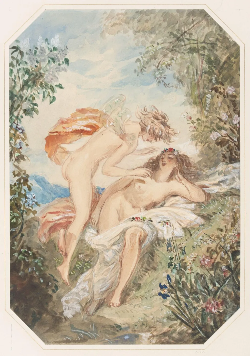 Flora and Zephyr, by Chalon, watercolor, 1850