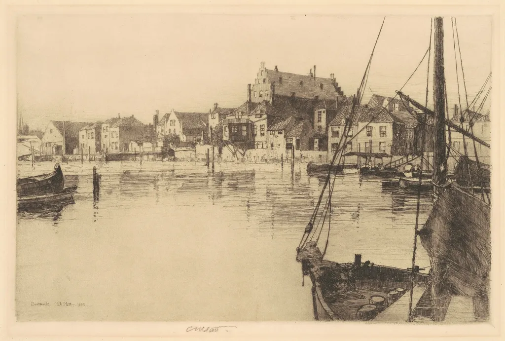 Dordrecht (Old Warehouse), by Charles A. Platt, ink, 1885