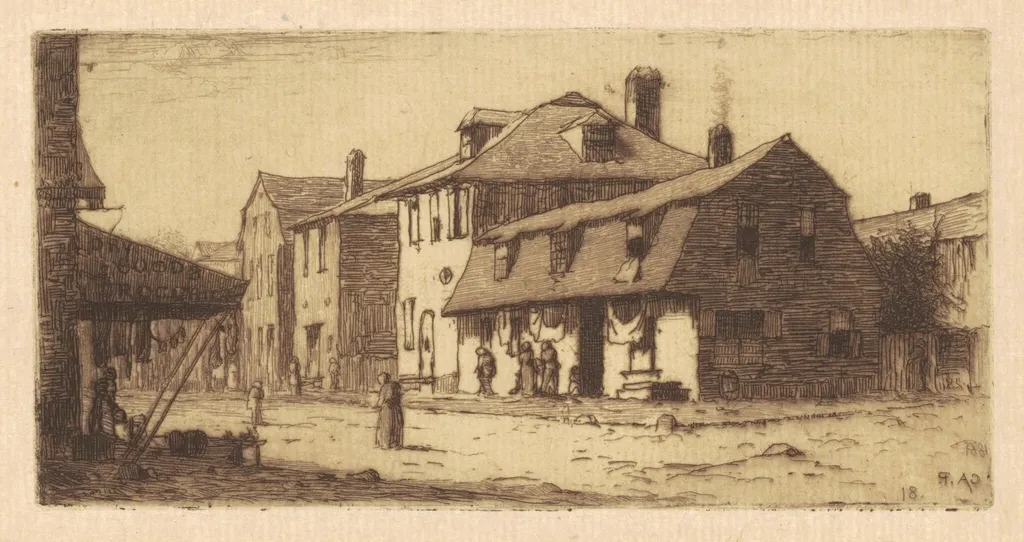 Thames Street, Newport, by Charles A. Platt, ink, 1881