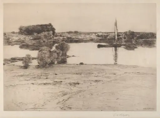 Untitled (River Scene with Boat), by Charles A. Platt