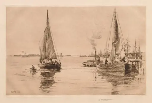 Two Sloops on the East River, by Charles Adams Platt