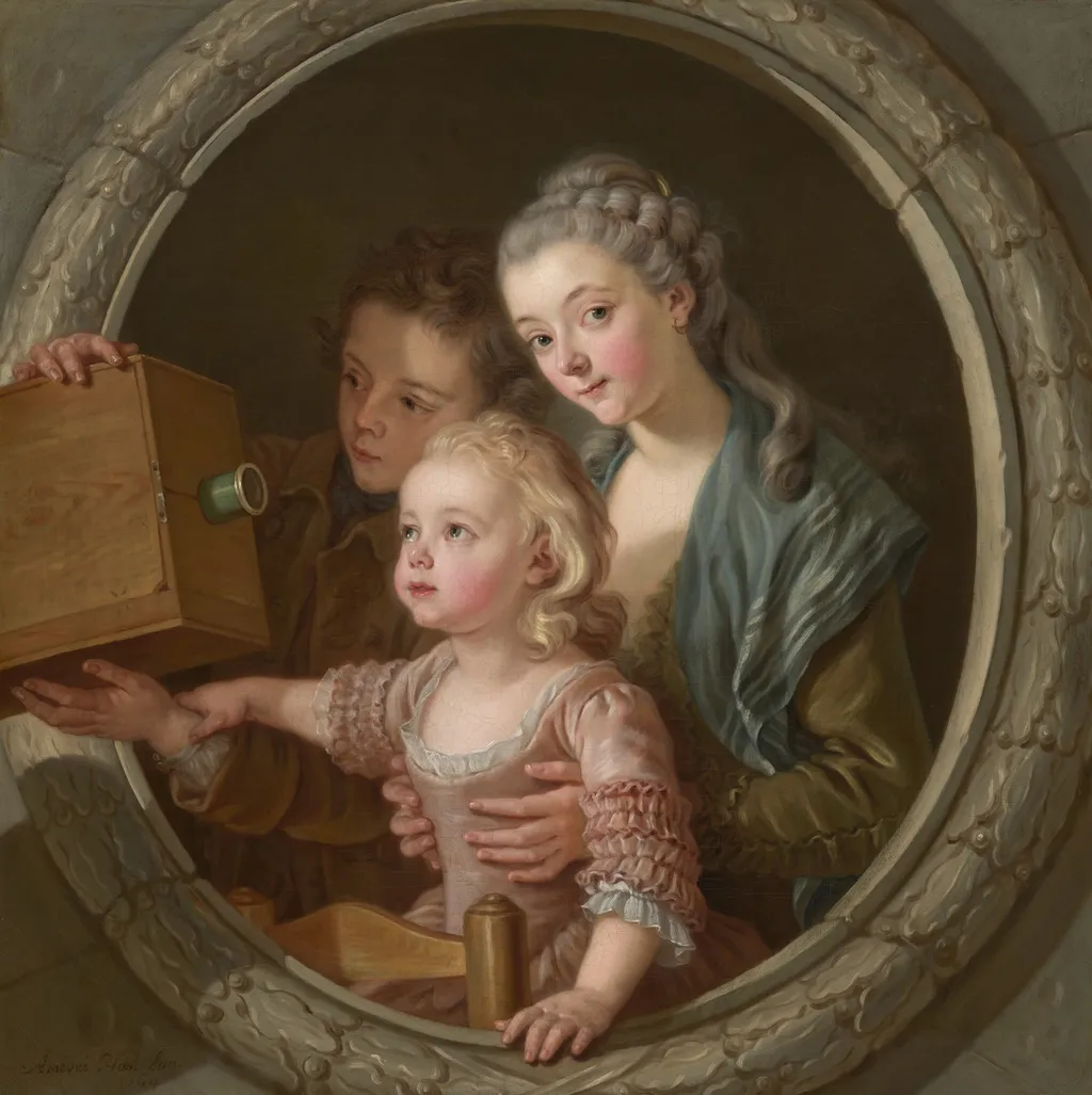 The Camera Obscura, by Charles Amédée Philippe Van Loo, oil, 1764