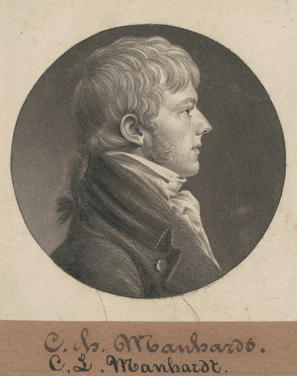 Christian Luis Mannhardt, by Charles B. J. Févret de Saint-Mémin, ink, 1804