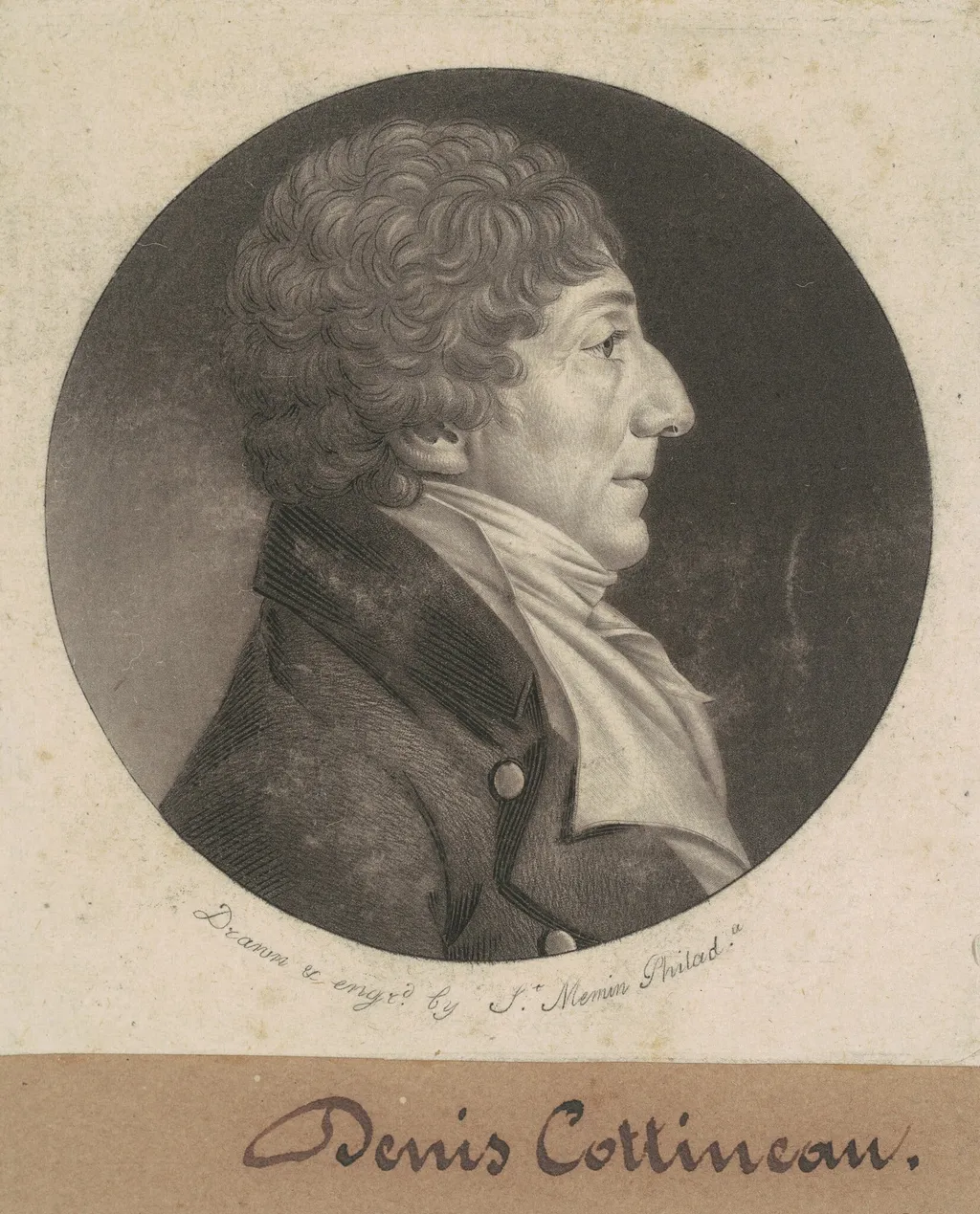 Dennis Nicholas Cottineau, by Charles B. J. Févret de Saint-Mémin, ink, 1807