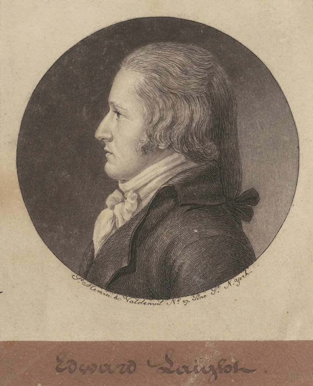 Edward William Laight, by Charles B. J. Févret de Saint-Mémin, ink, 1797