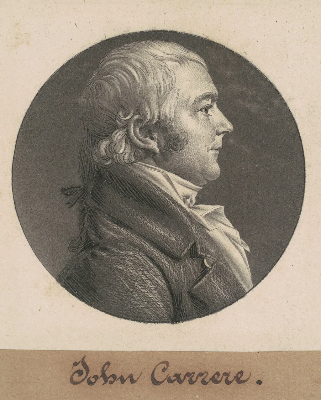 John Carrere, by Charles B. J. Févret de Saint-Mémin, ink, 1805