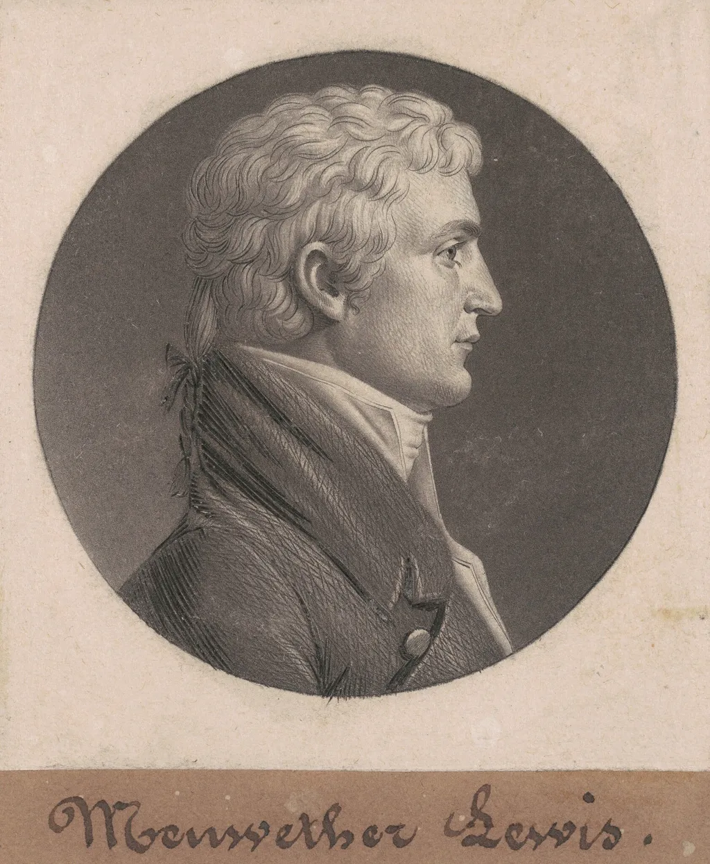 Meriwether Lewis, by Charles B. J. Févret de Saint-Mémin, ink, 1805